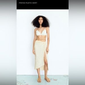 Zara frayed rustic skirt